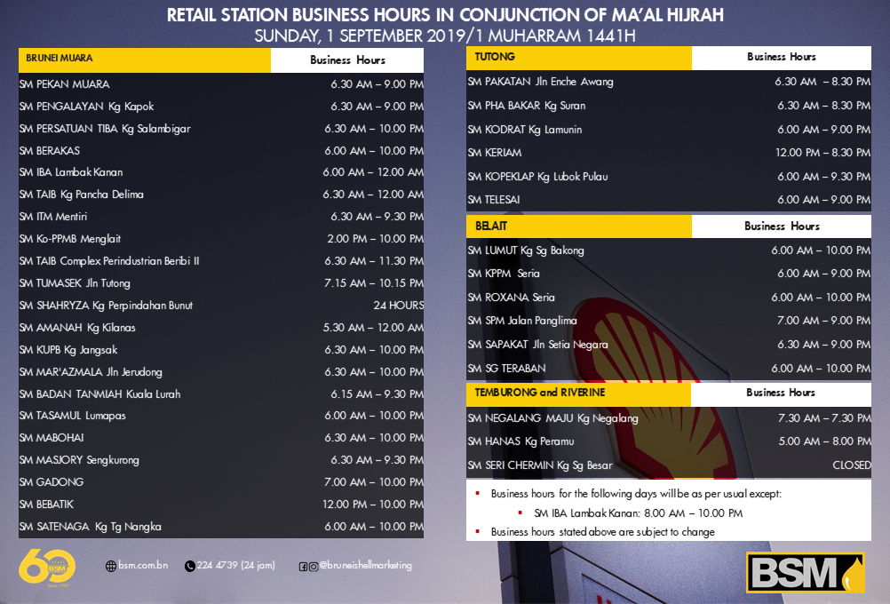 english Retail Business Hour 1st of Hijrah 1441H 01.09.2019