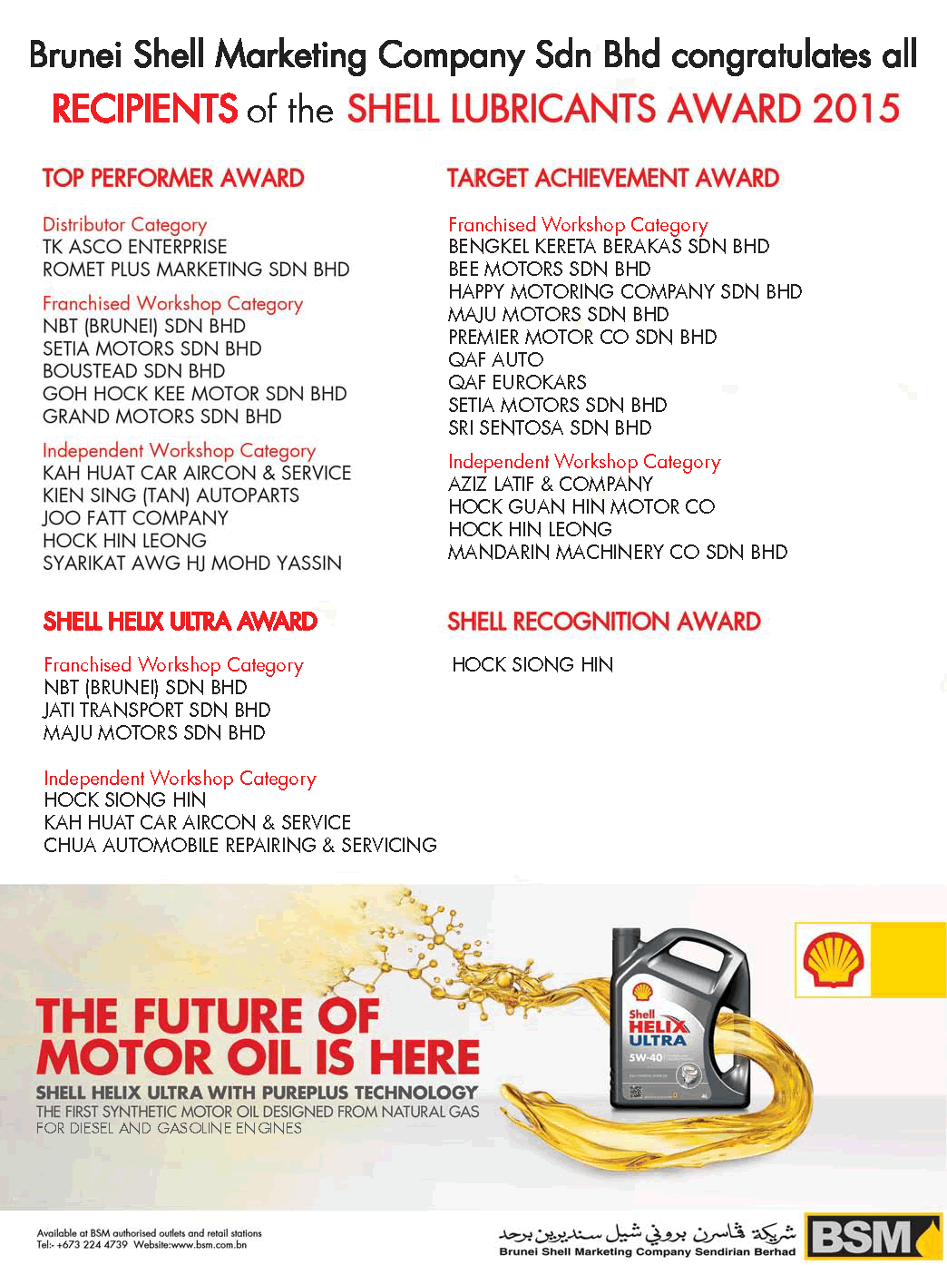 shell lubricants awards 2015