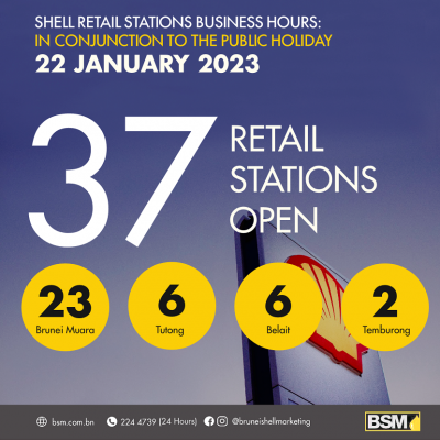 Shell Retail Stations business hours in conjunction to the public holiday: 22 January 2023